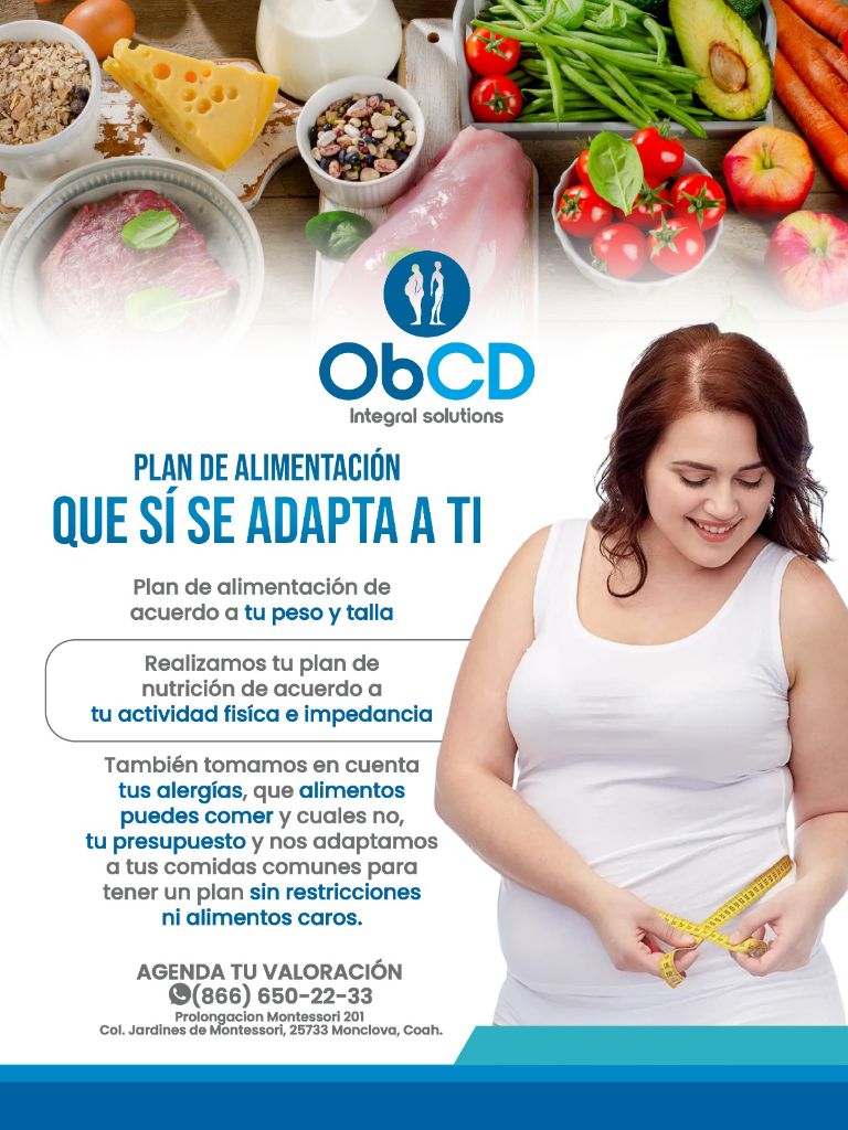Plan de alimentación personalizado ObCD Monclova nutrición